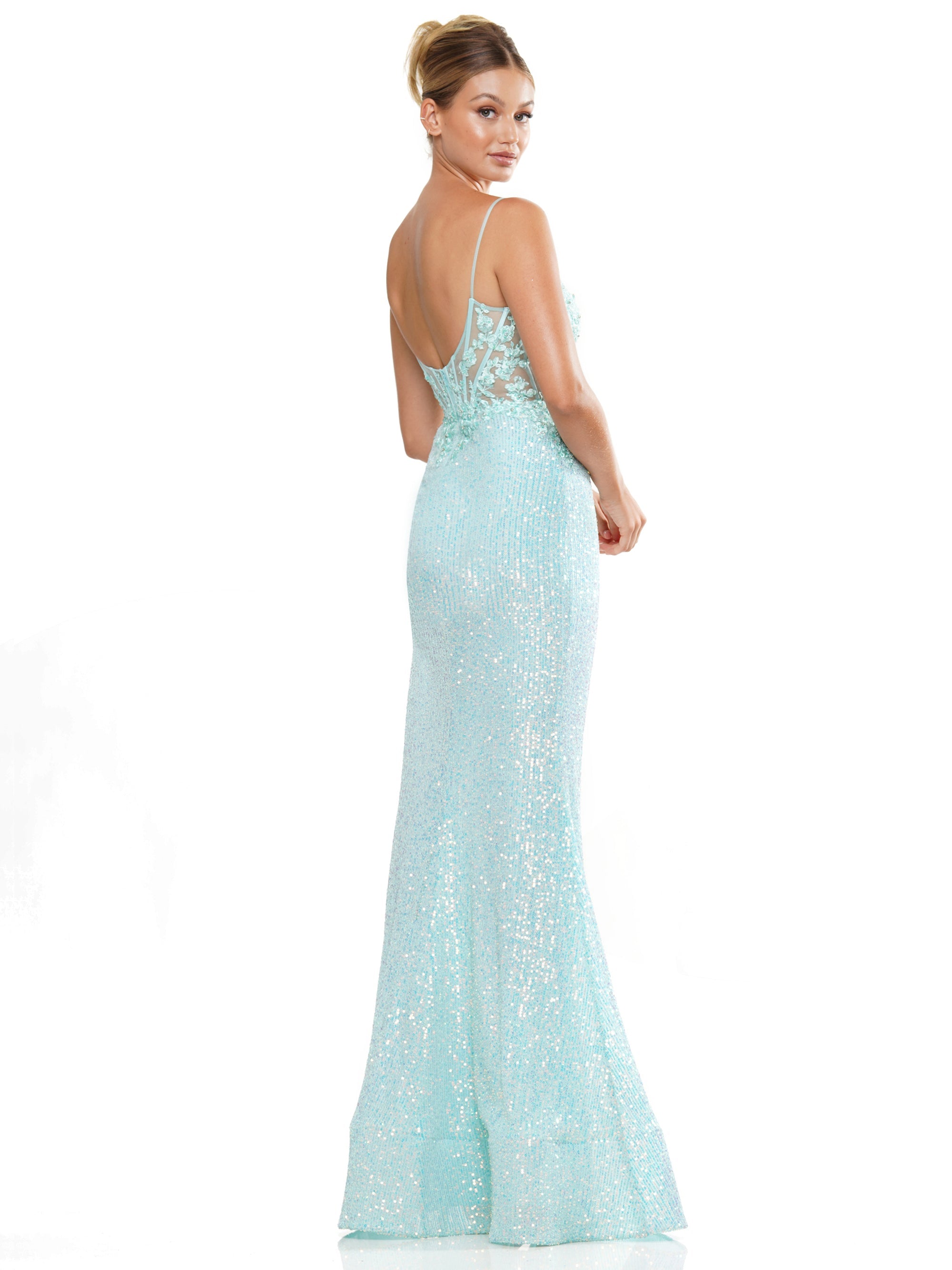Prom Dresses Long Spaghetti Strap Fitted Prom Dress Mint