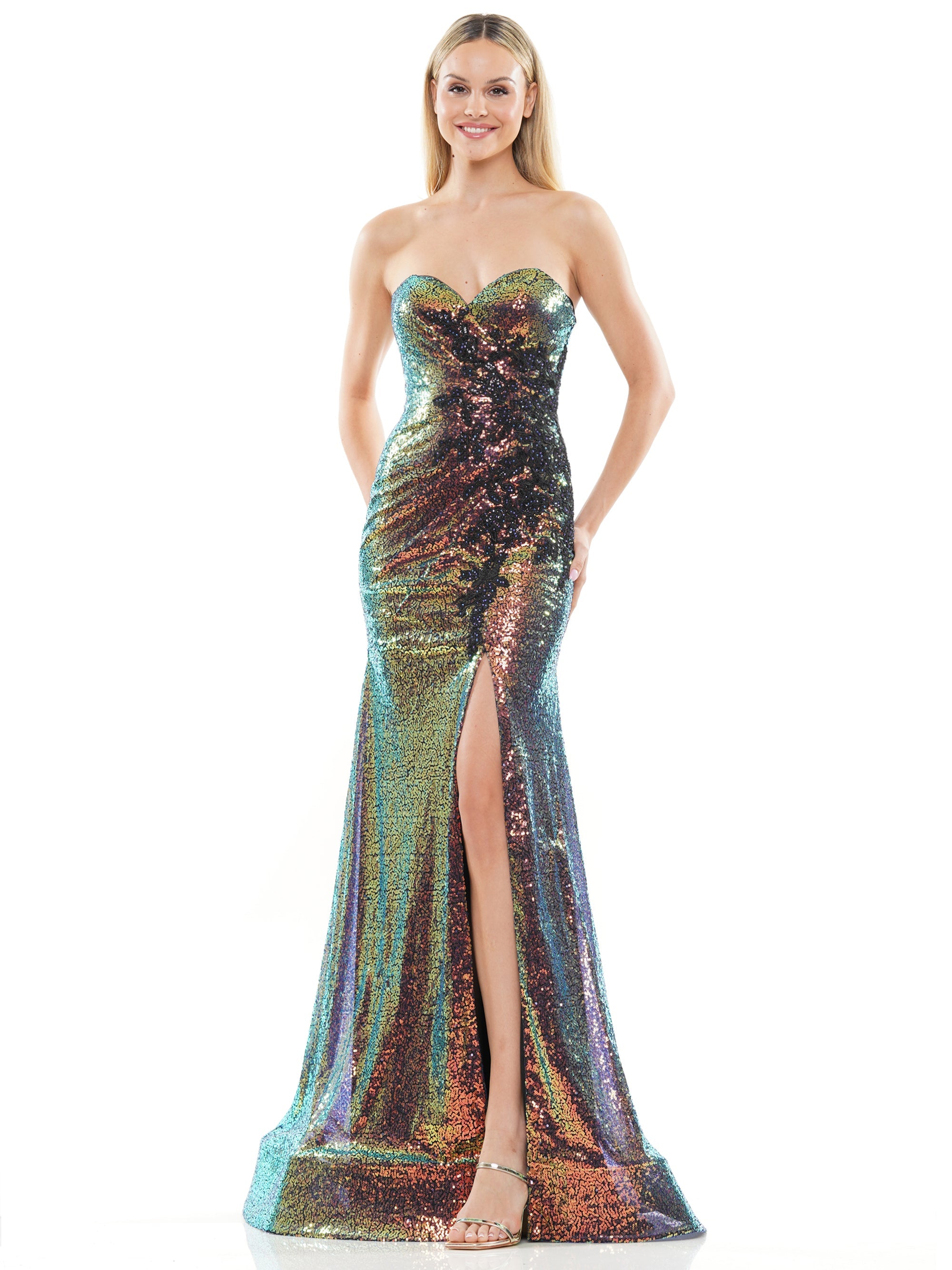 Prom Dresses Long Formal Strapless Sweetheart Fitted Prom Dress Bronze