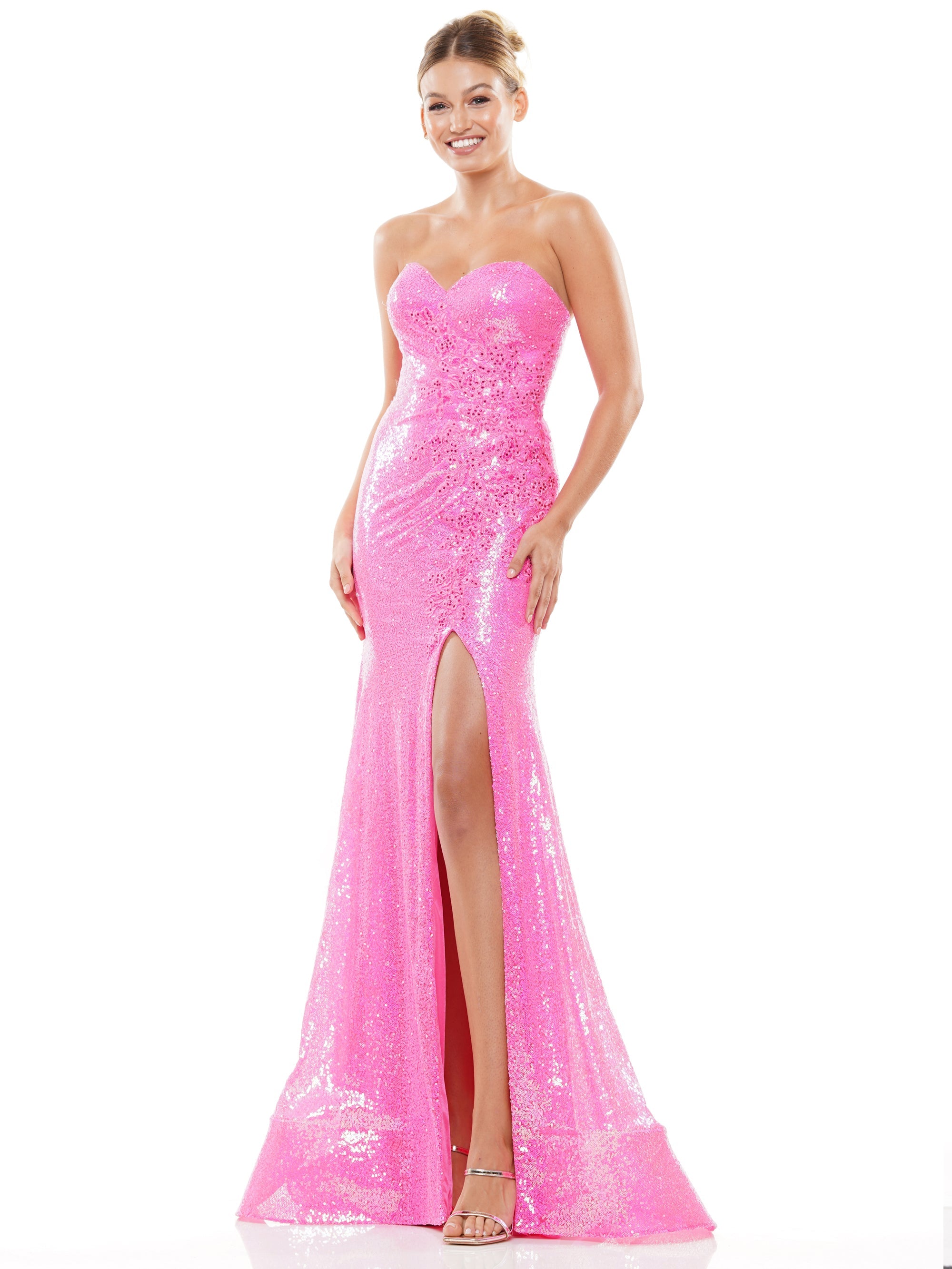 Prom Dresses Long Formal Strapless Sweetheart Fitted Prom Dress Hot Pink