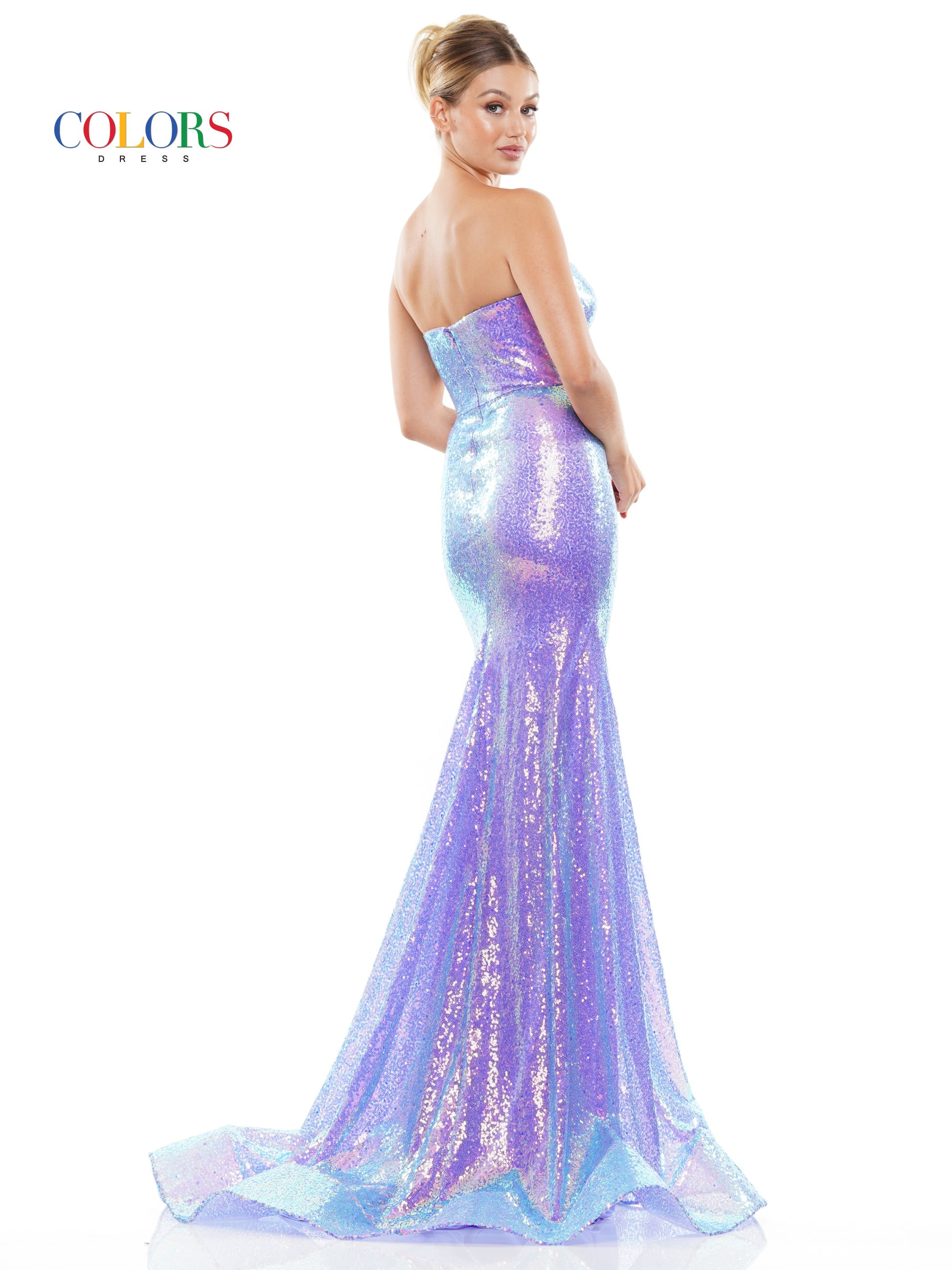 Colors 3109 Long Formal Strapless Sweetheart Fitted Prom Dress