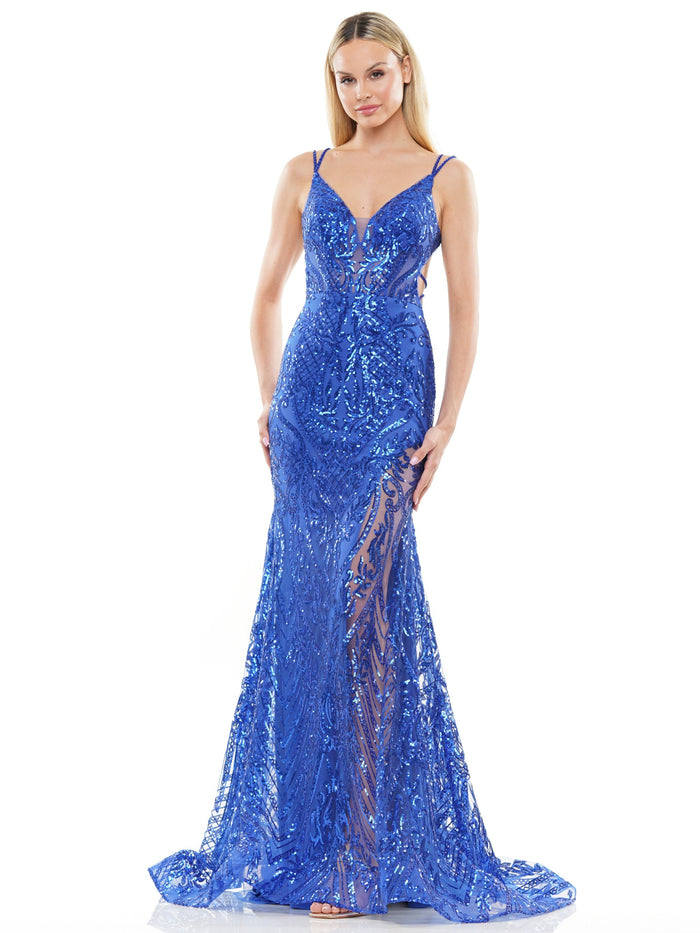Prom Dresses Long Formal Fitted Sequin Prom Dress Royal