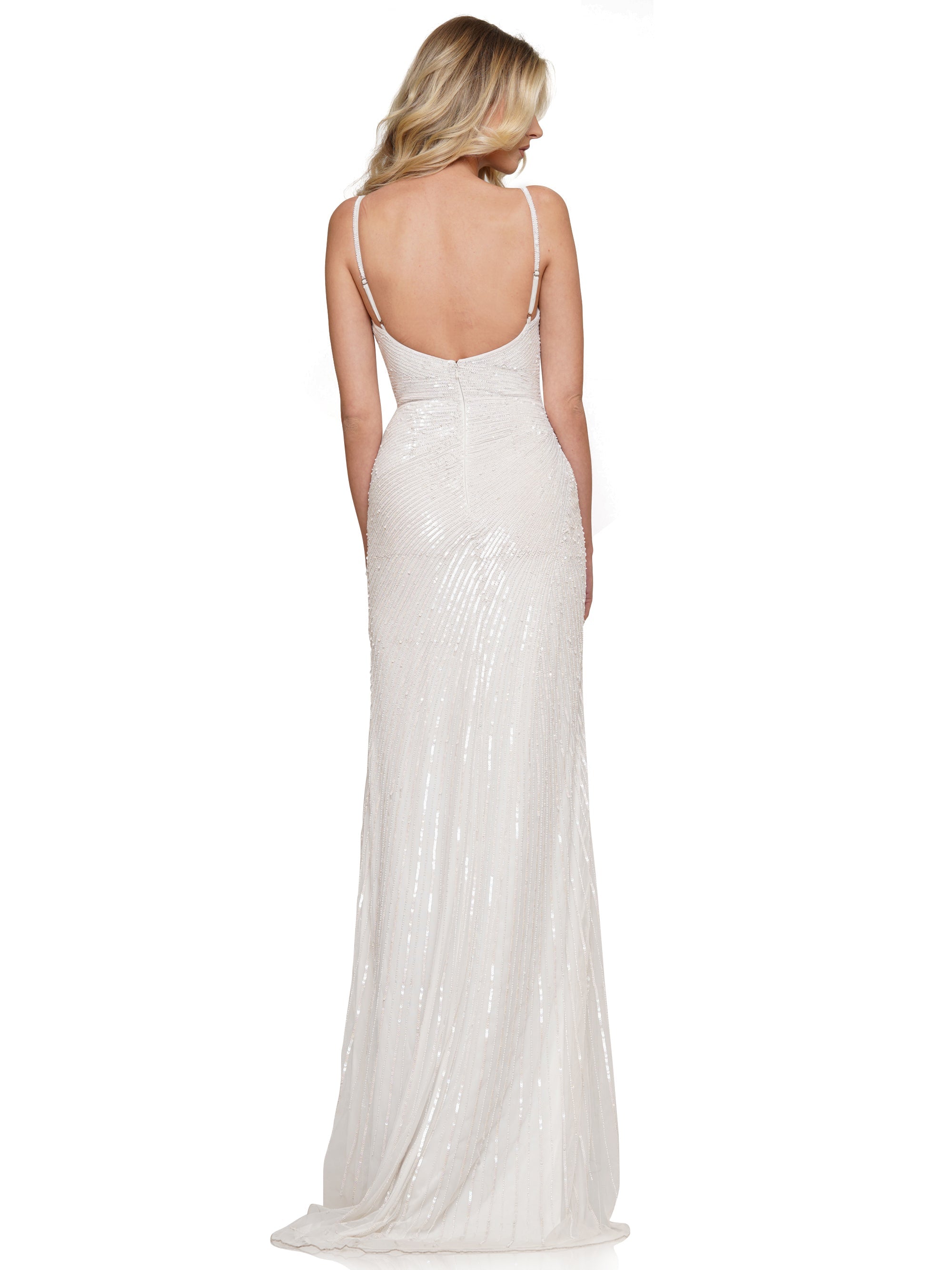 Prom Dresses Long Spaghetti Strap Fitted Prom Dress White