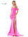 Prom Dresses Long Off Shoulder Formal Fitted Satin Prom Dress Hot Pink