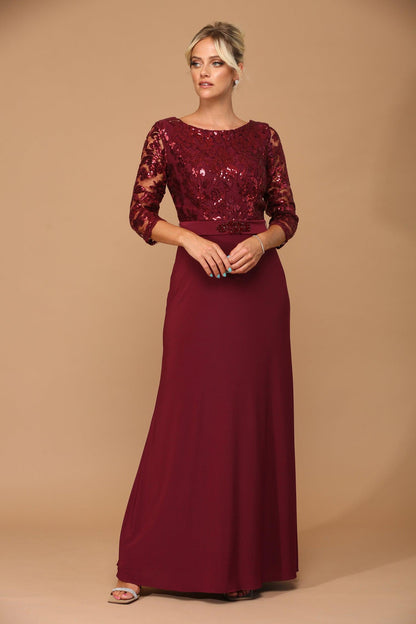 Long Mother of the Bride Formal Evening Gown