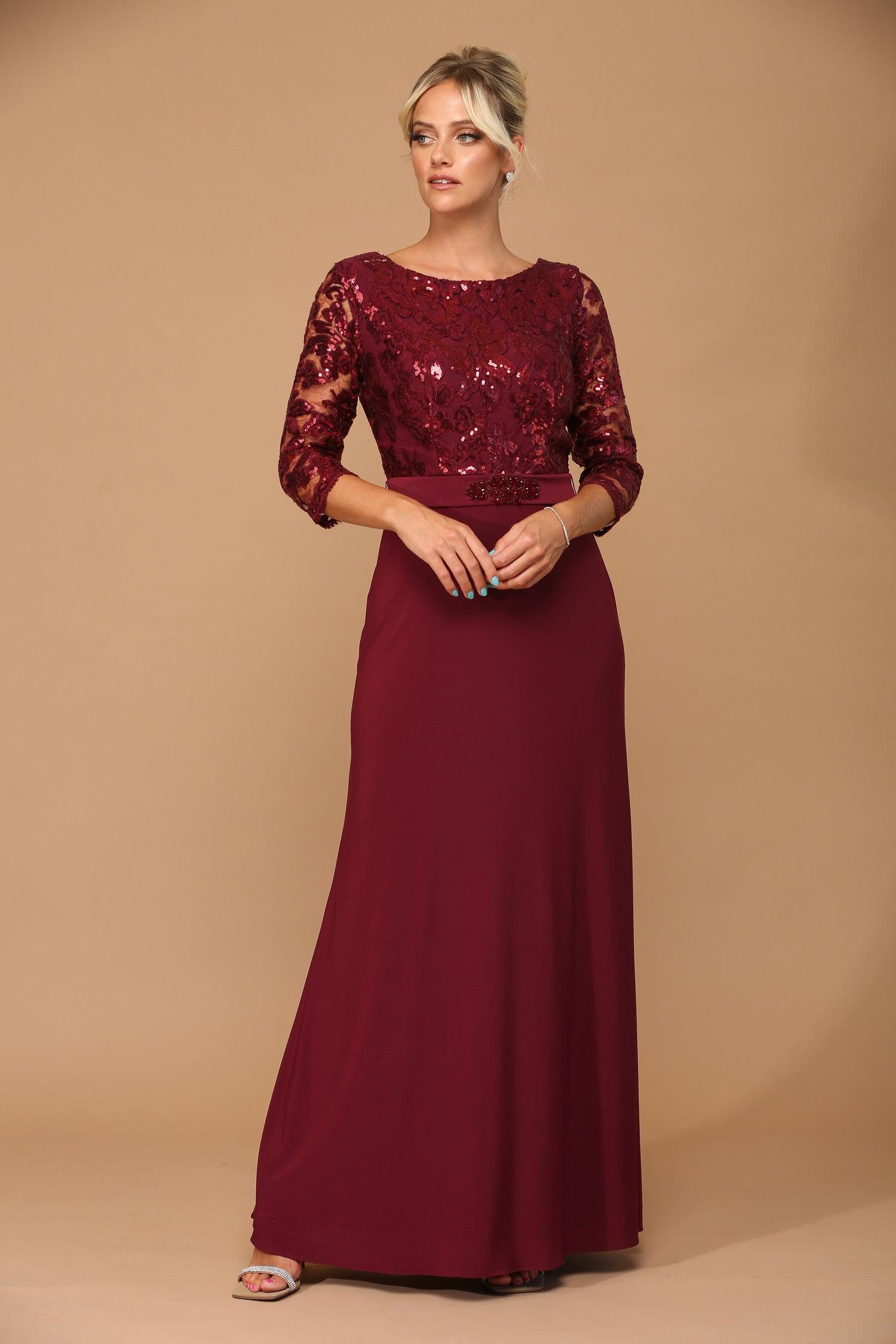 Long Mother of the Bride Formal Evening Gown - Charcoal / M Long Mother of the Bride Formal Evening Gown - Charcoal / M