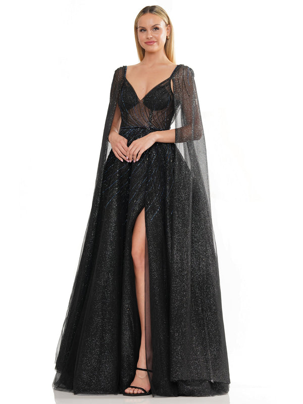 Colors 3181 Prom Long Glitter Mesh Ball Gown