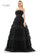 Prom Dresses Long Strapless Tiered Prom Ball Gown Black