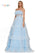 Prom Dresses Long Strapless Tiered Prom Ball Gown Light Blue