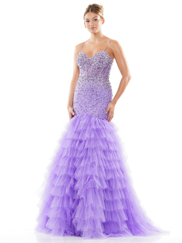 Colors 3189 Long Spaghetti Strap Mermaid Prom Dress
