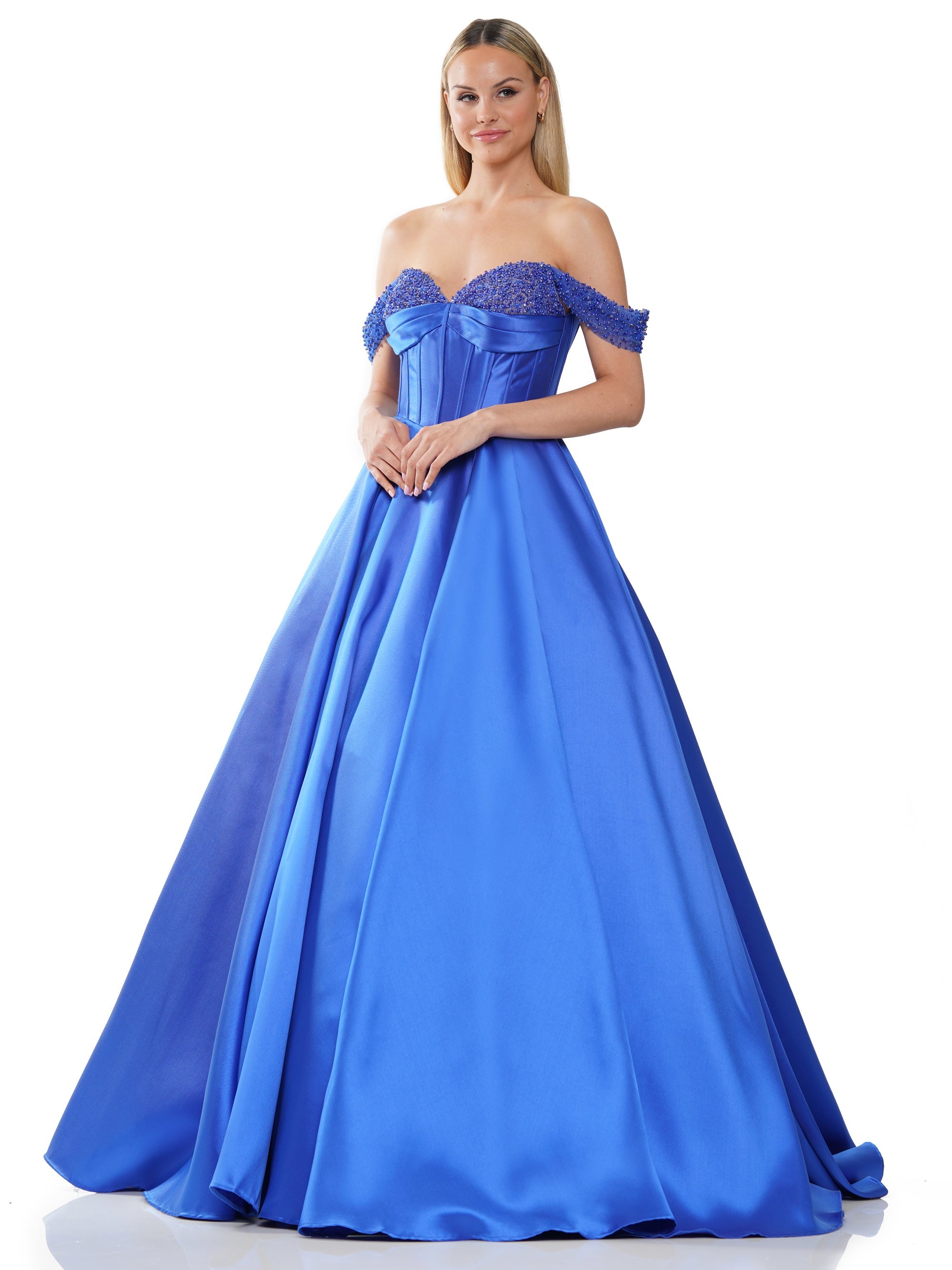 Prom Dresses Long Off Shoulder Mikado Prom Ball Gown Royal