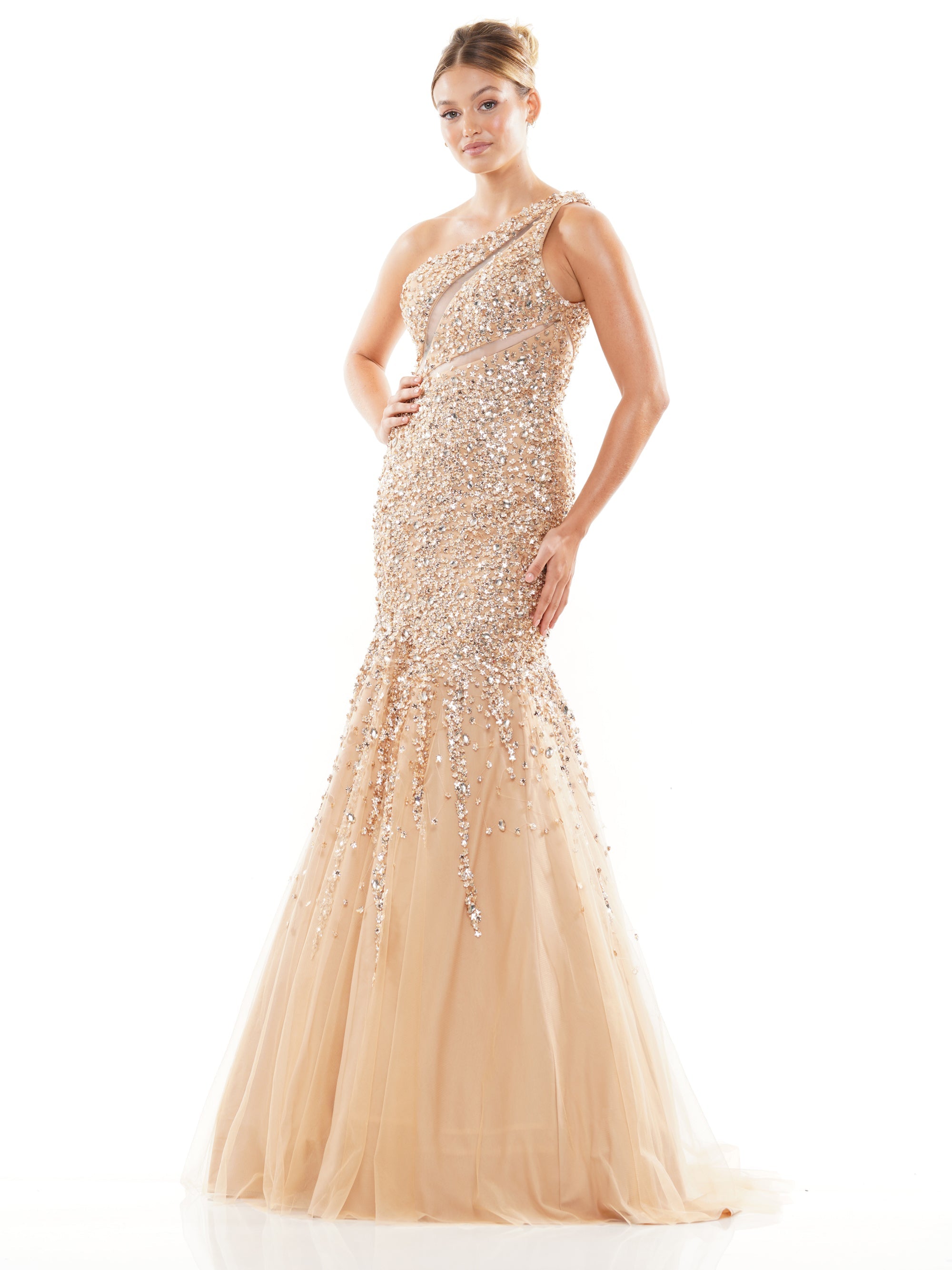 Prom Dresses Long One Shoulder Mermaid Prom Dress Gold