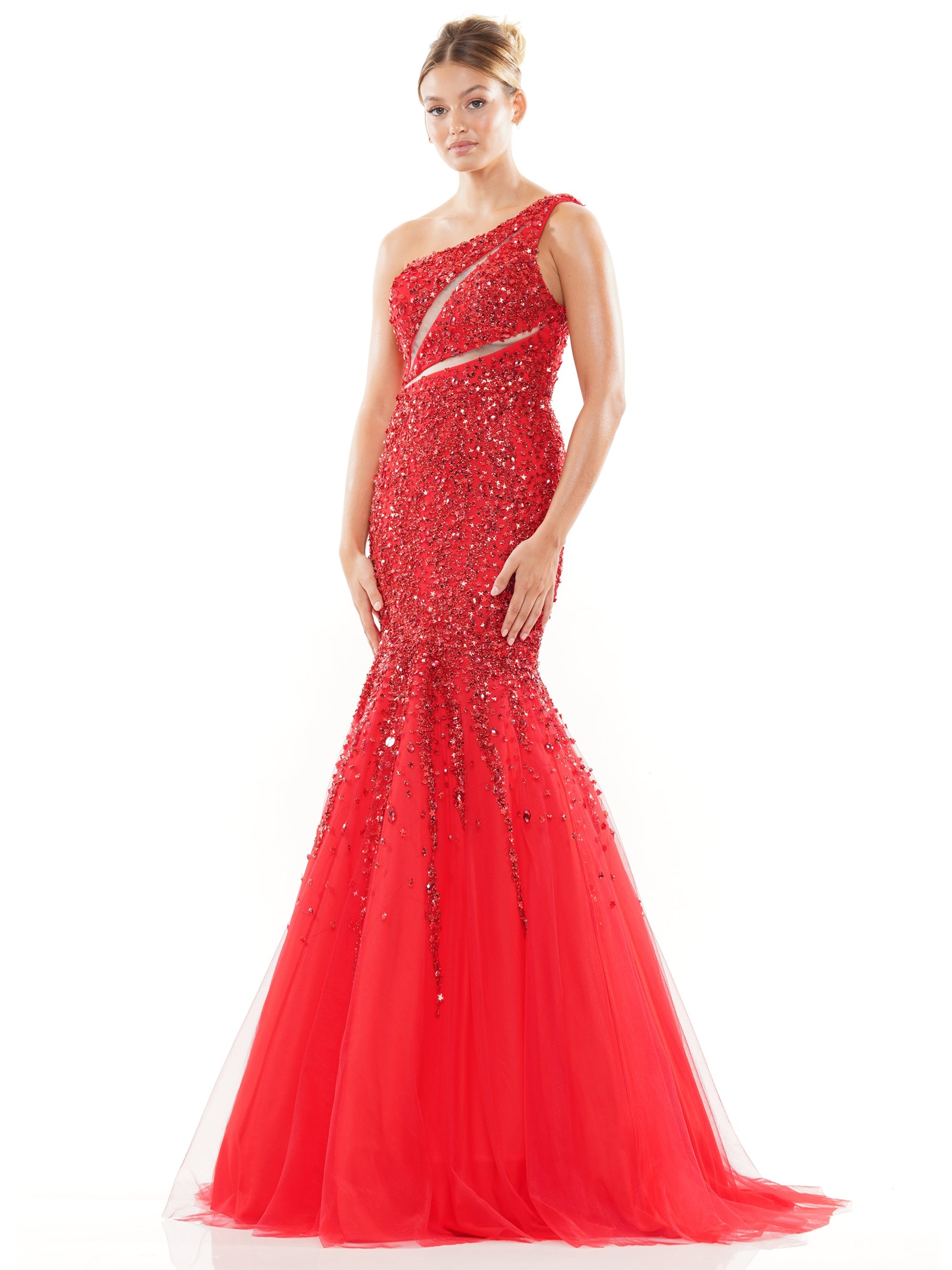 Prom Dresses Long One Shoulder Mermaid Prom Dress Red