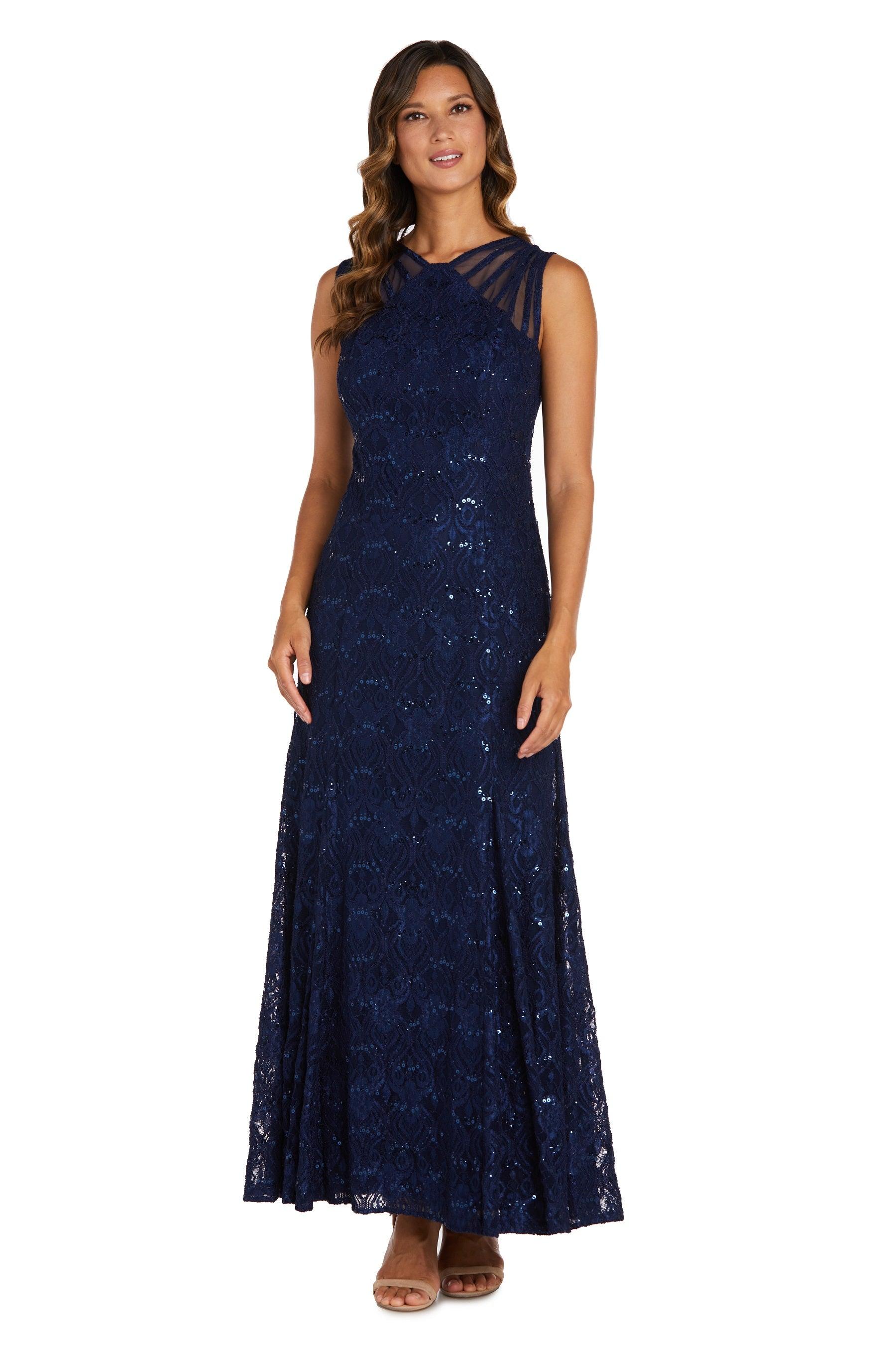 R&M Richards 3198P Long Formal Petite Lace Dress