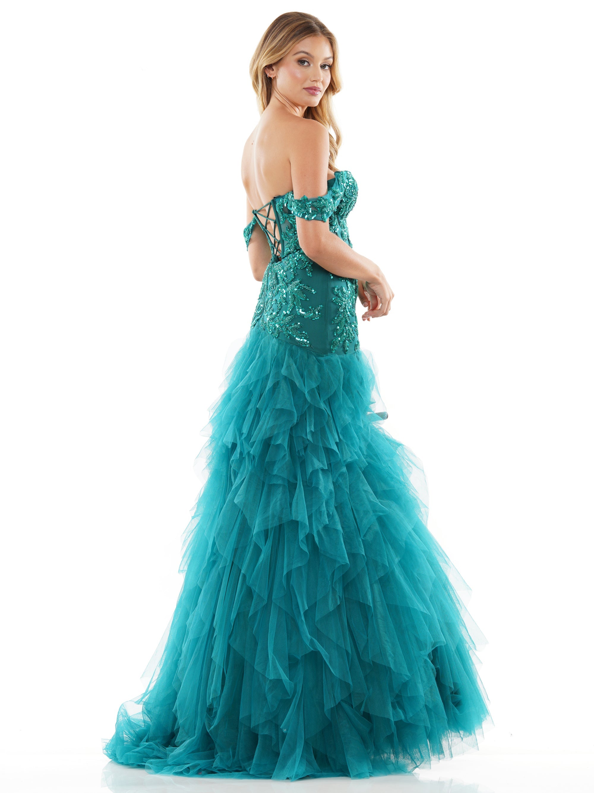 Light Blue Colors 3199 Formal Long Off Shoulder Mermaid Prom Dress for