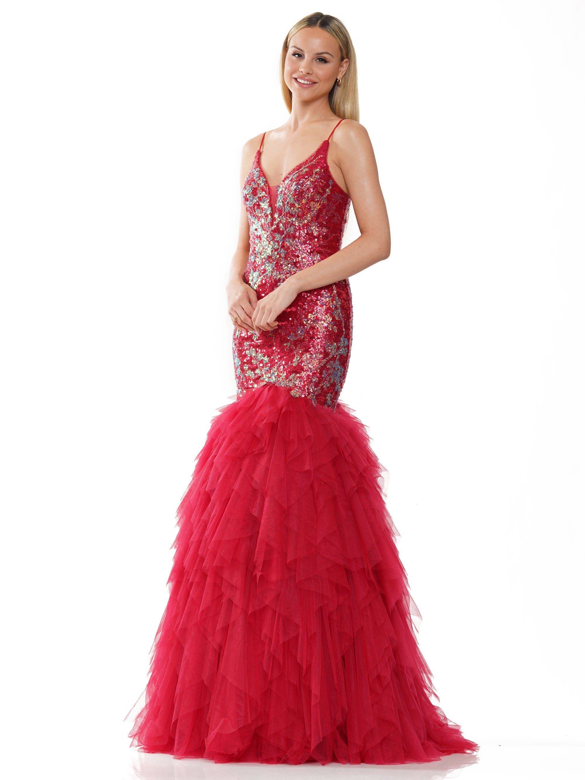 Prom Dresses Long Formal Sequin Mesh Mermaid Prom Dress Wine