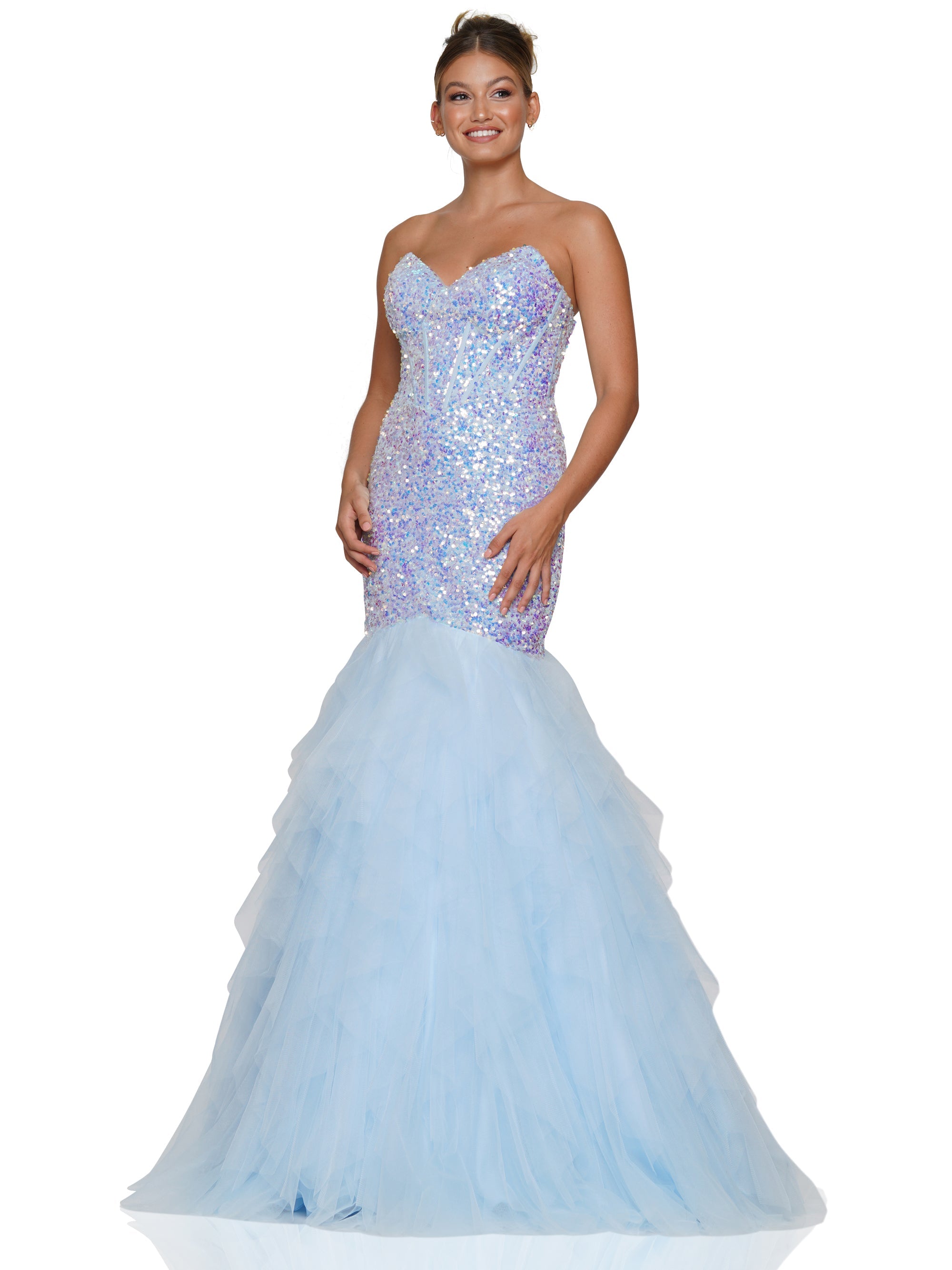 Prom Dresses Long Strapless Formal Mermaid Prom Dress Light Blue