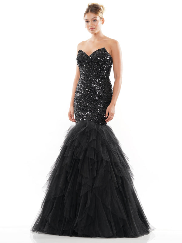 Colors 3202 Long Strapless Formal Mermaid Prom Dress