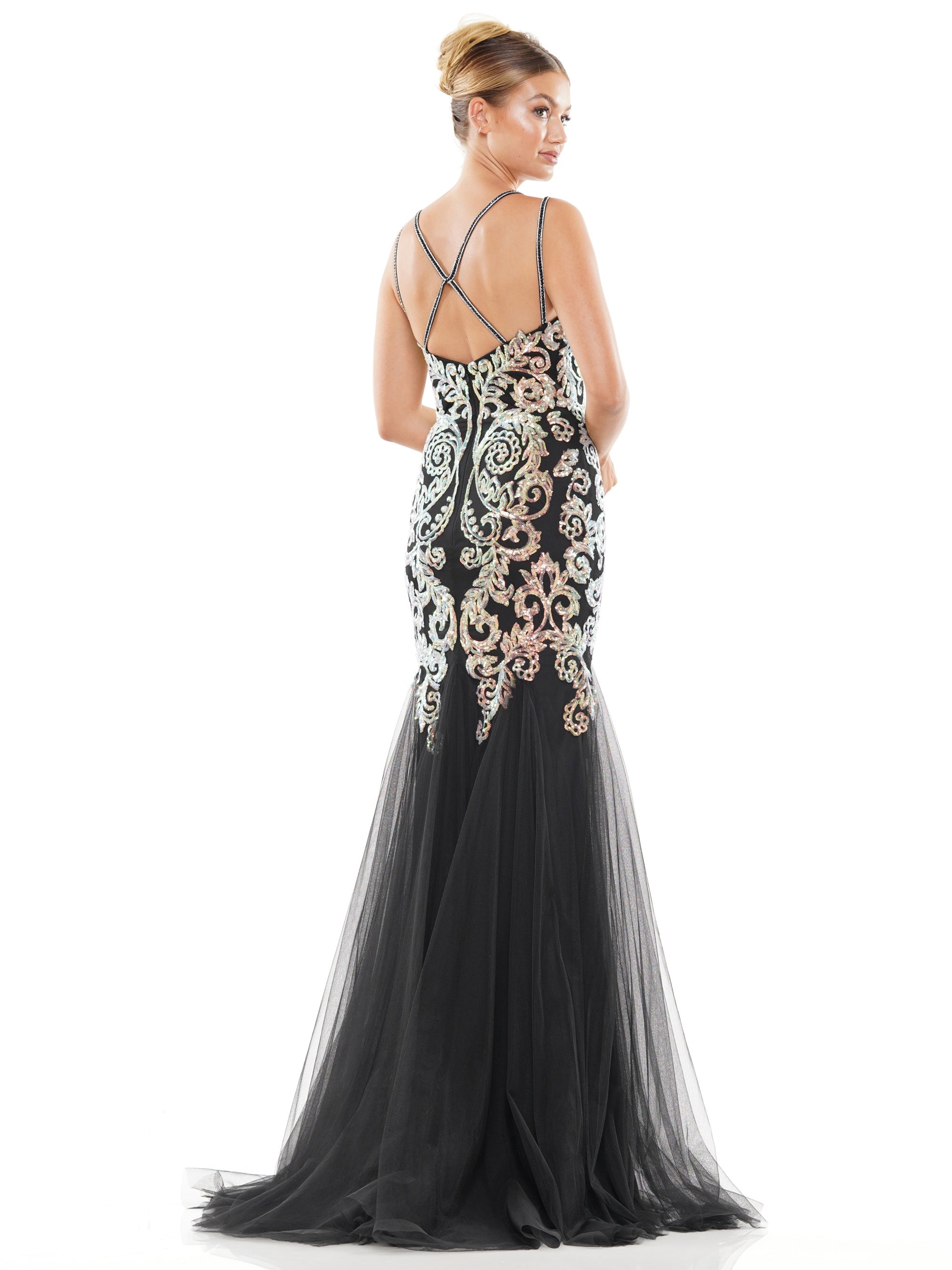 Prom Dresses Long Formal Sequin Mesh Prom Dress Black