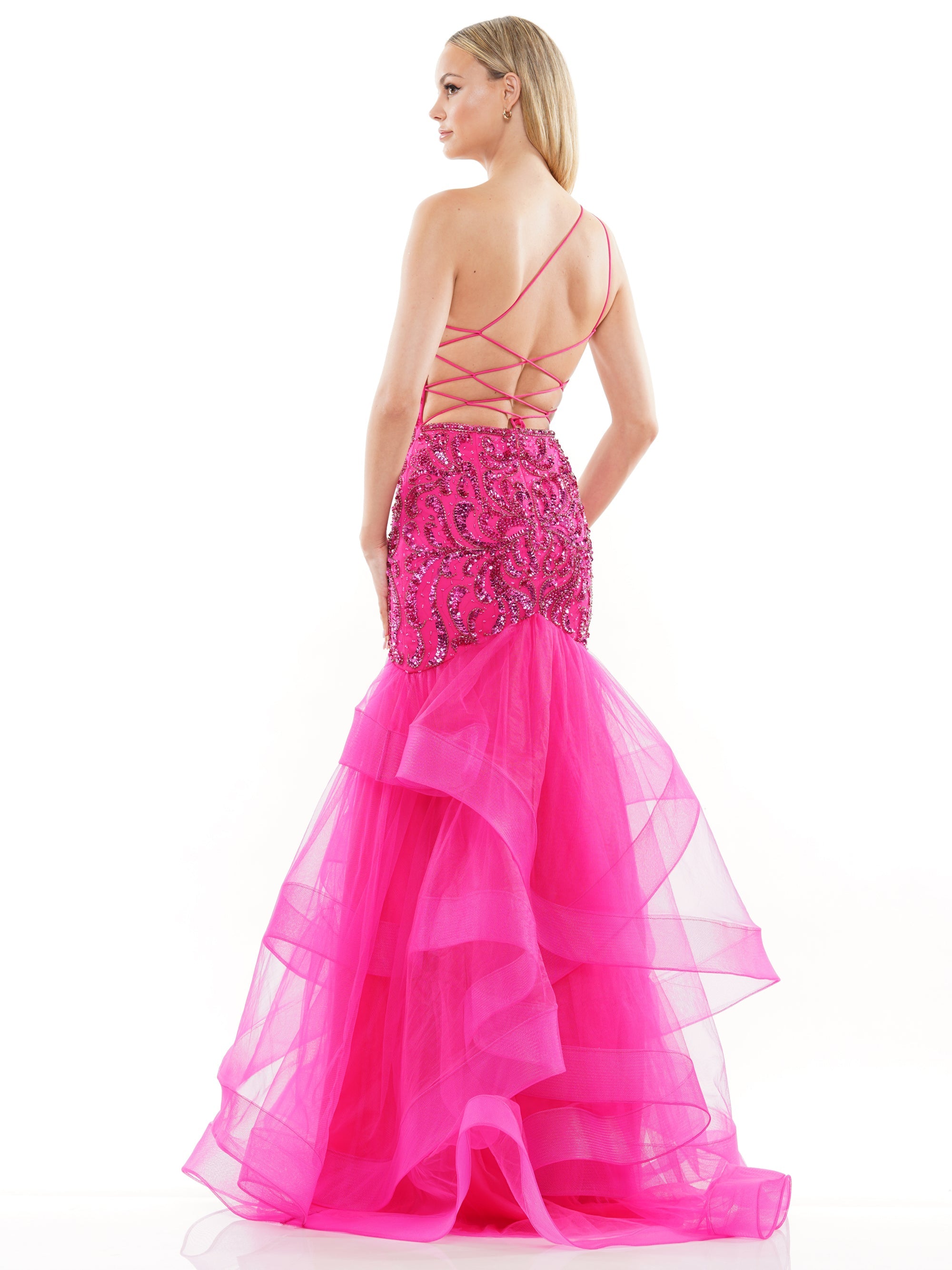Prom Dresses Long One Shoulder Formal Mermaid Prom Dress Fuchsia