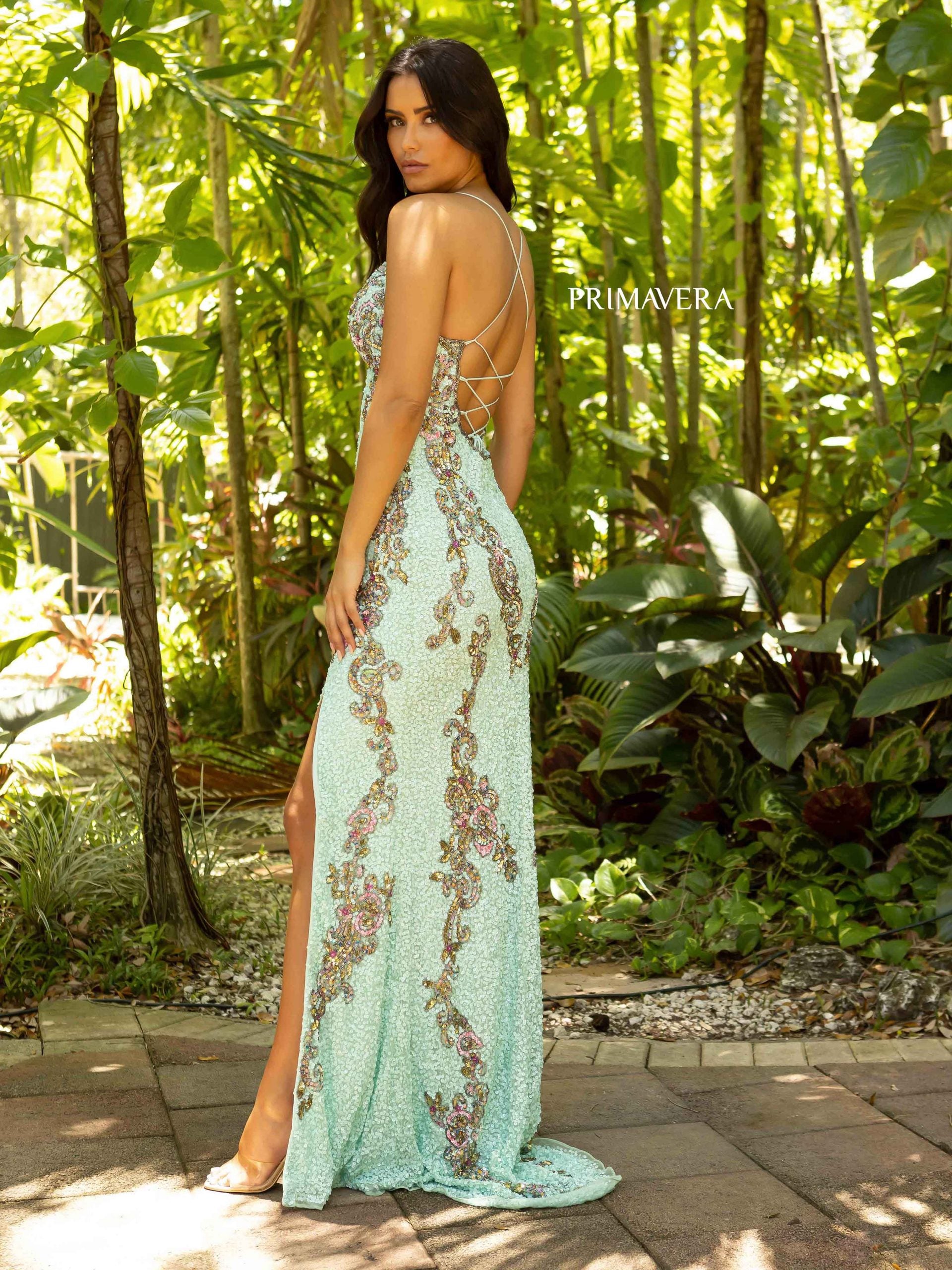 Primavera Couture 3211 Long Fitted Formal Sequin Prom Dress