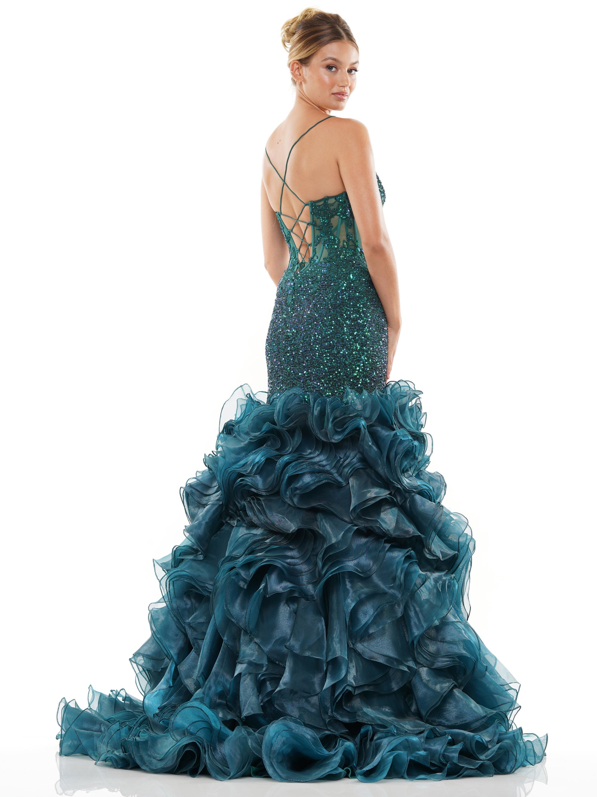 Prom Dresses Long Spaghetti Strap Mermaid Prom Dress Deep Green