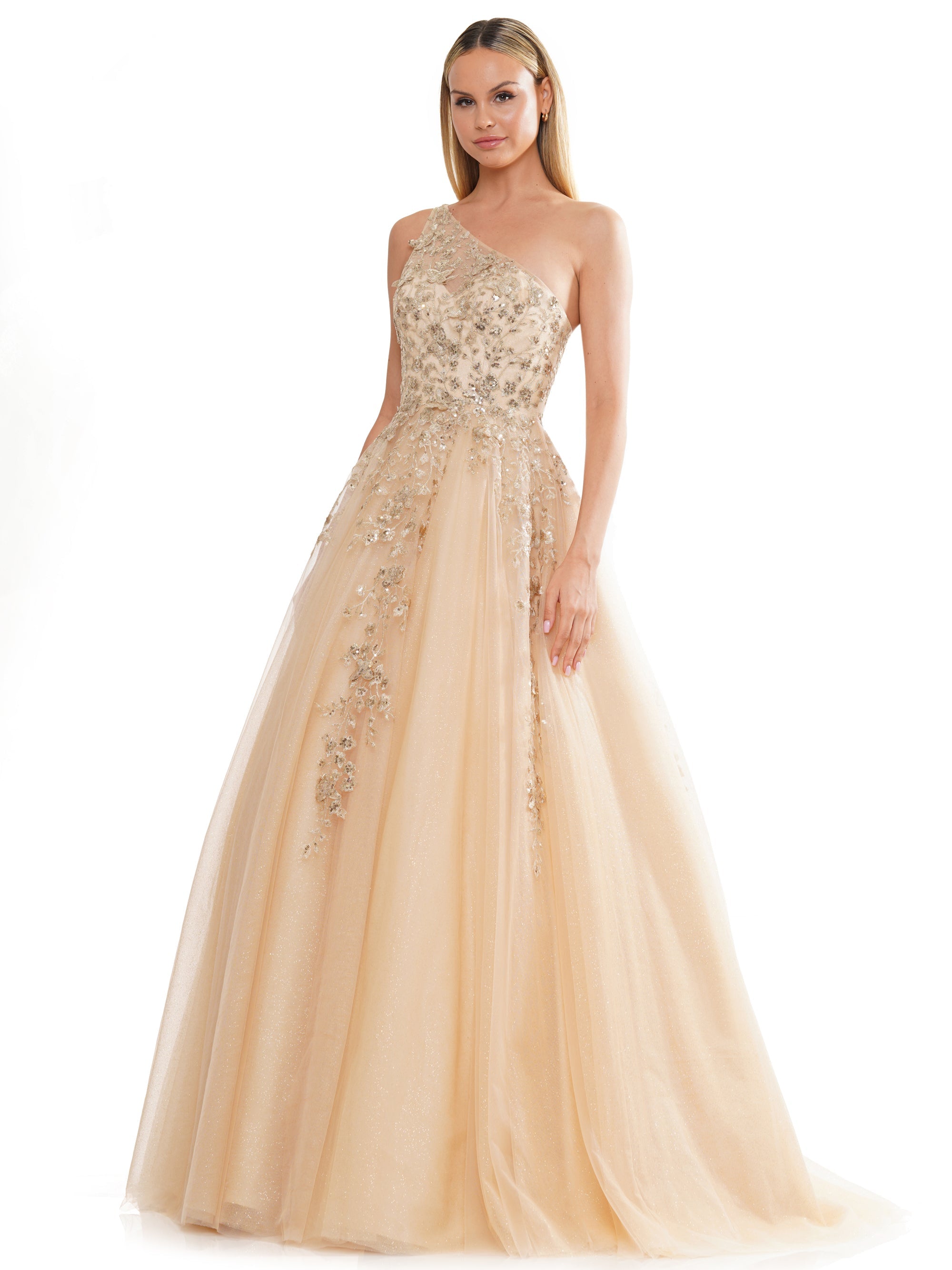 Prom Dresses Prom Long One Shoulder Ball Gown Gold