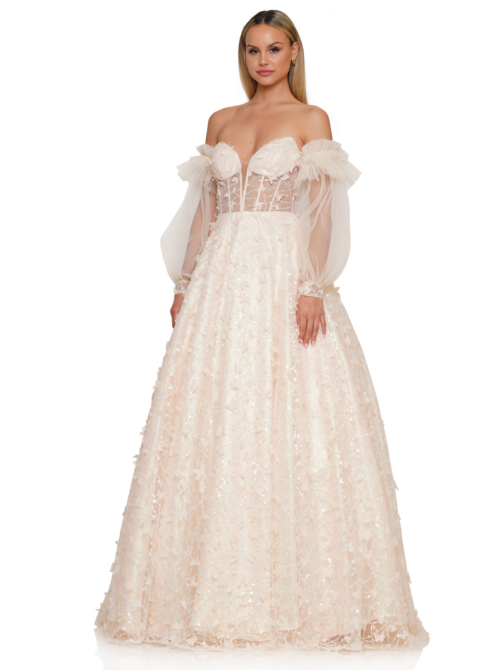Prom Dresses Prom Long Formal Glitter Mesh Ball Gown Light Yellow
