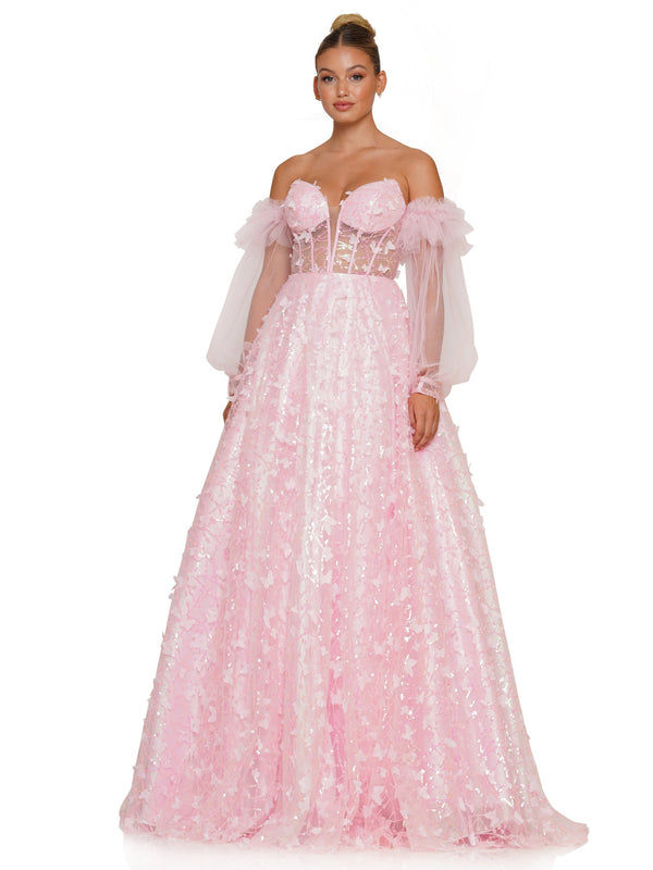 Colors 3226 Prom Long Formal Glitter Mesh Ball Gown