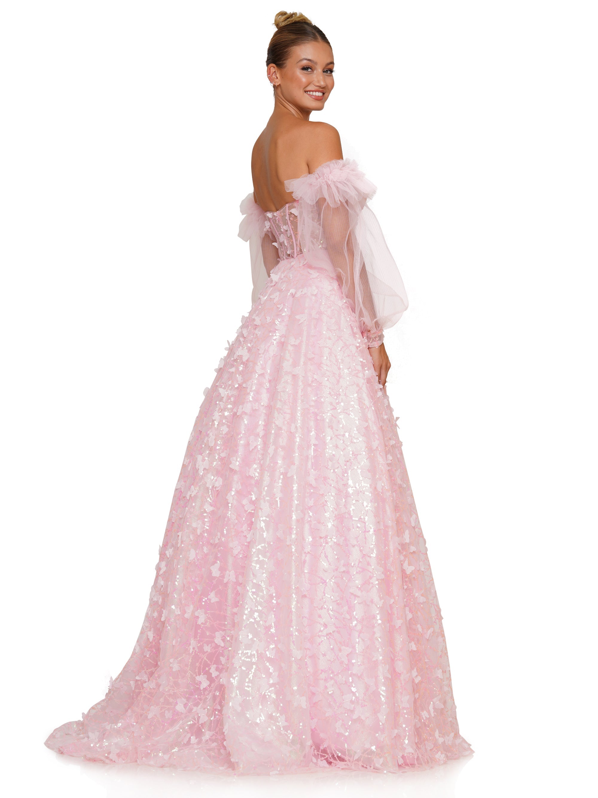 Prom Dresses Prom Long Formal Glitter Mesh Ball Gown Pink