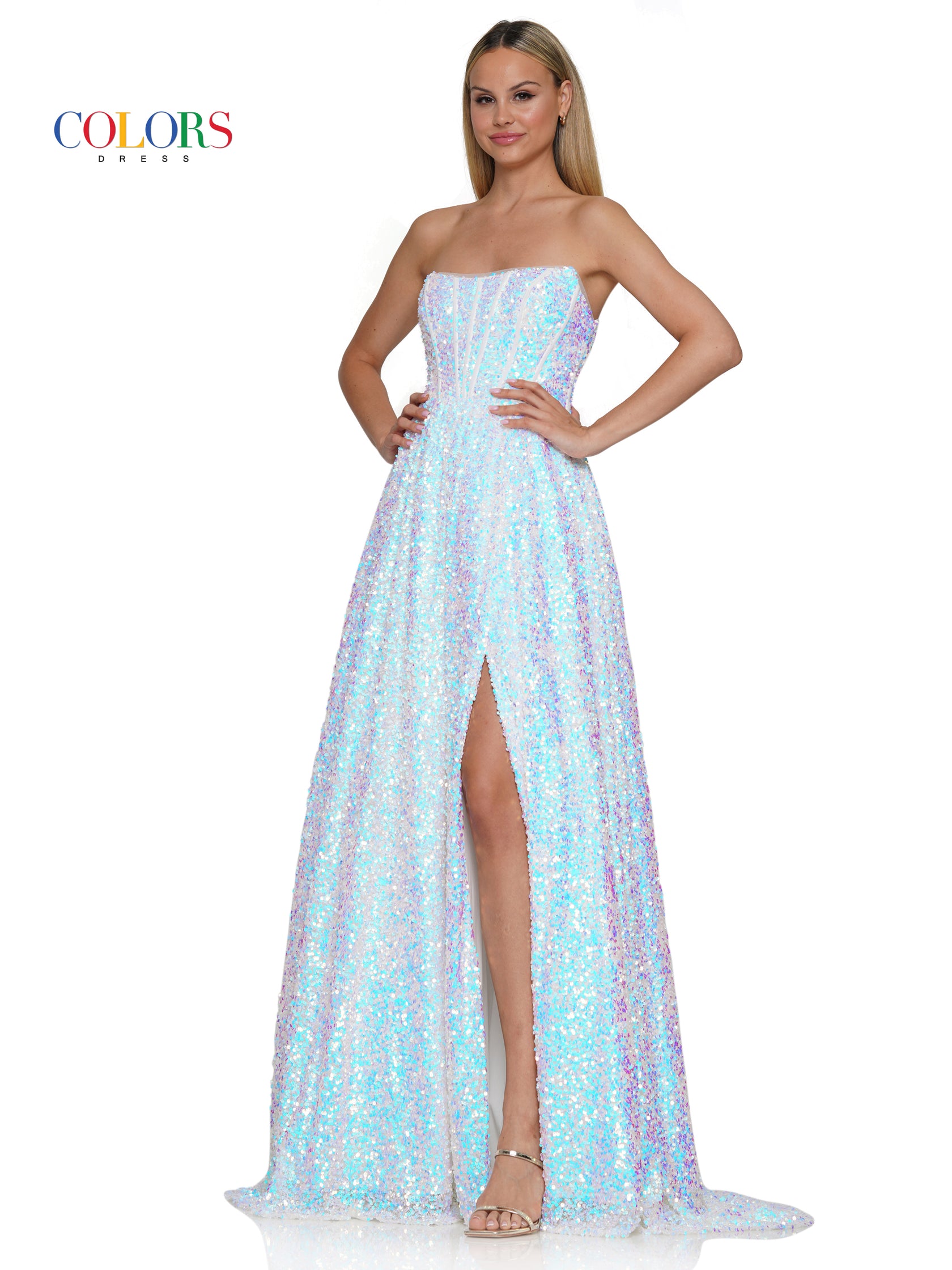 Blush Colors 3229 Long Strapless Sequin A Line Prom Dress for $90.0 – The Dress Outlet