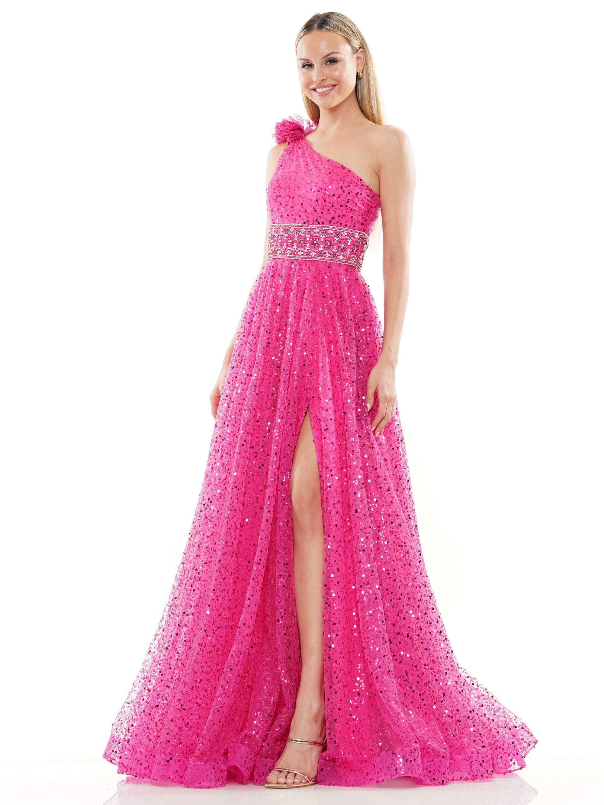 Prom Dresses Formal Long One Shoulder Prom Dress Magenta