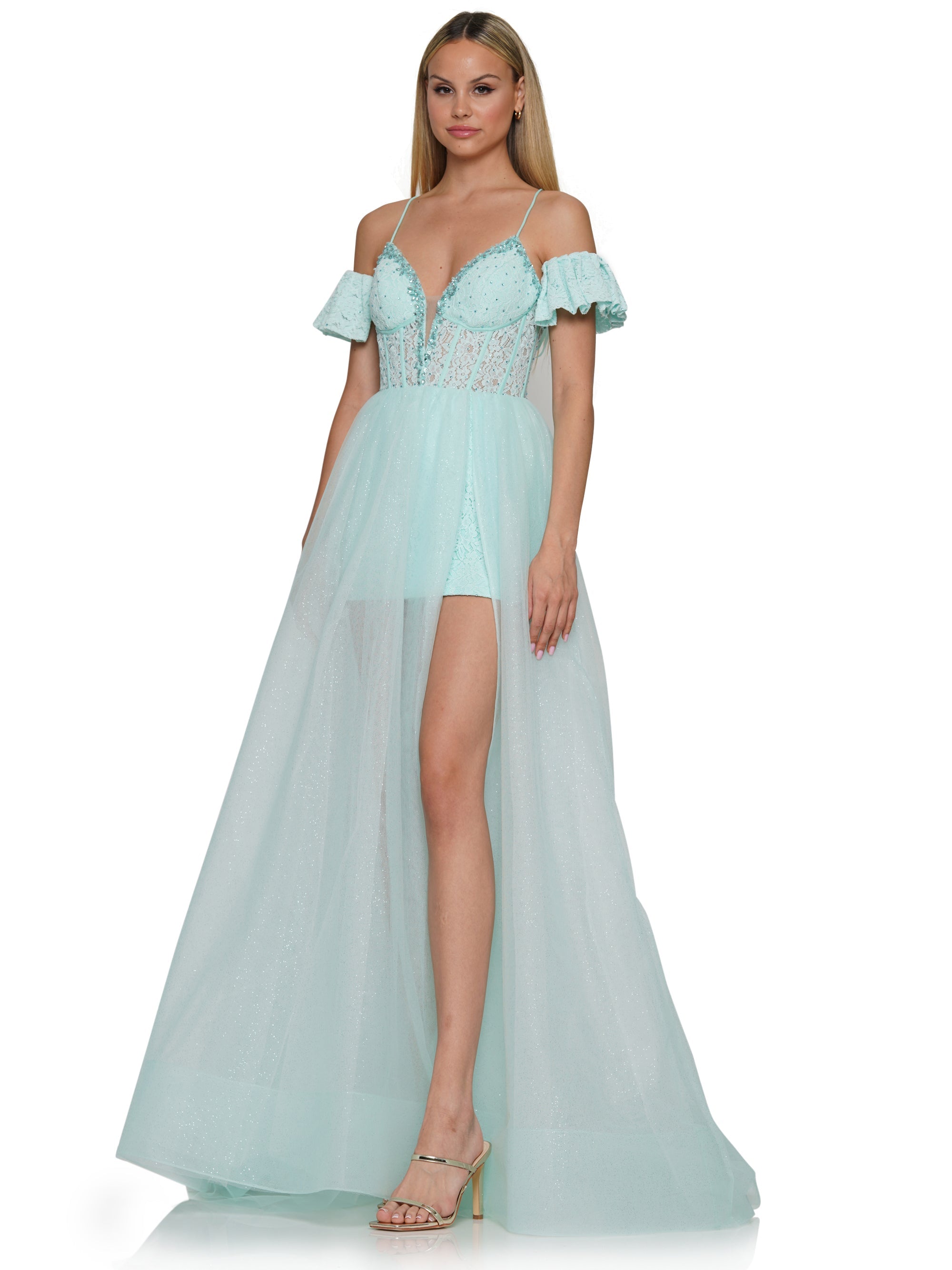 Prom Dresses Long Off Shoulder A Line Prom Dress Mint