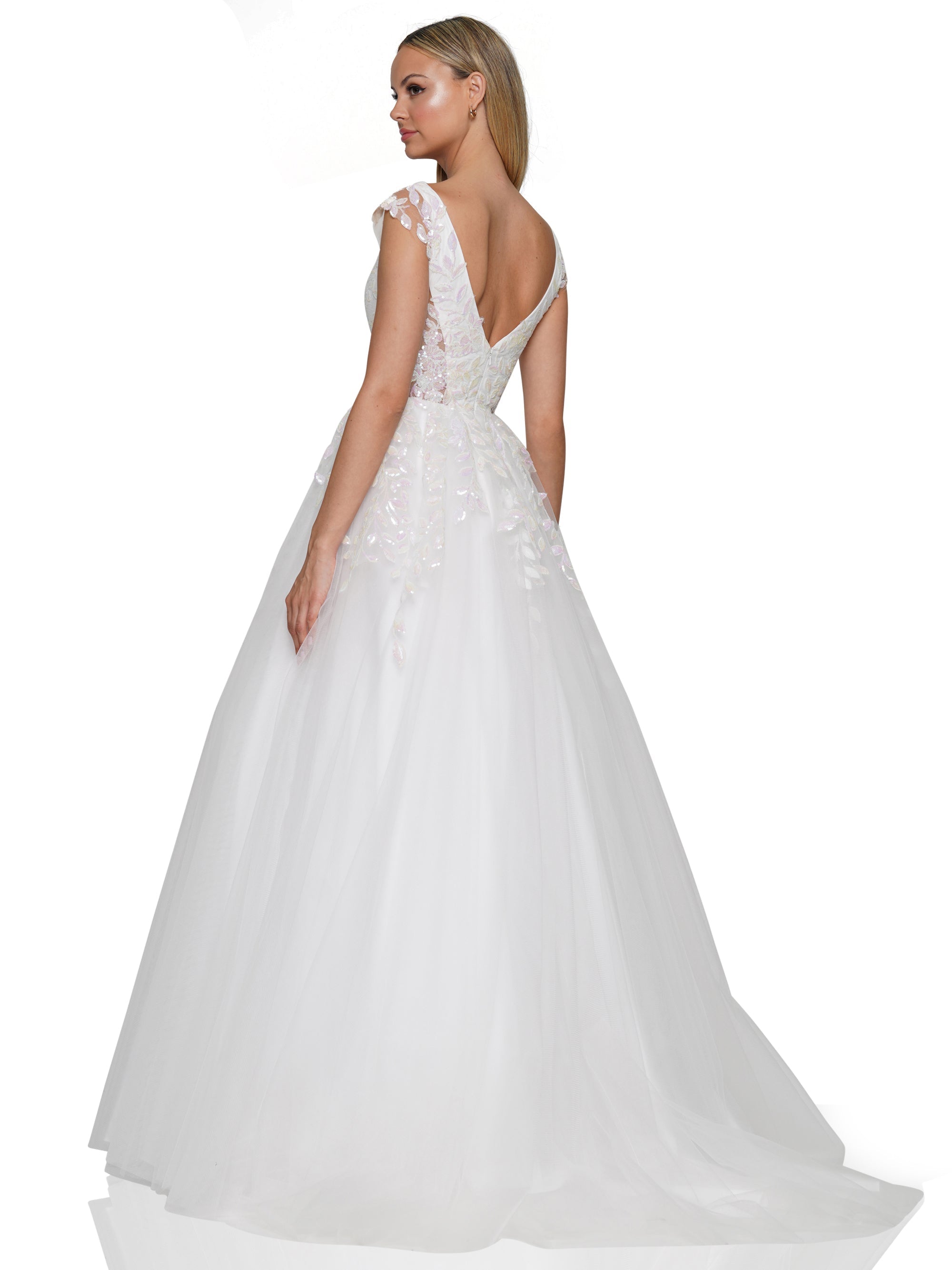 Prom Dresses Long Cap Sleeve Prom Ball Gown Off White