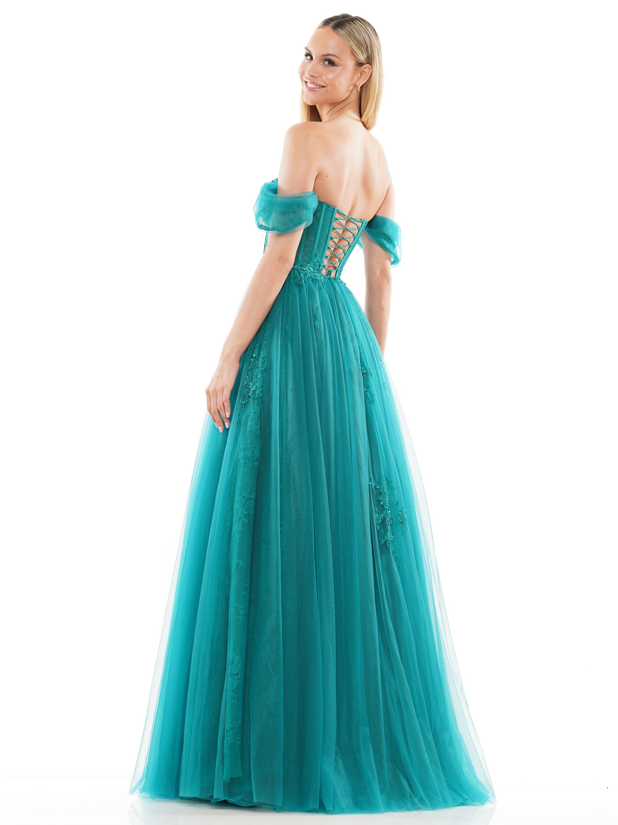 Prom Dresses Long Formal Off Shoulder Prom Ball Gown Deep Green