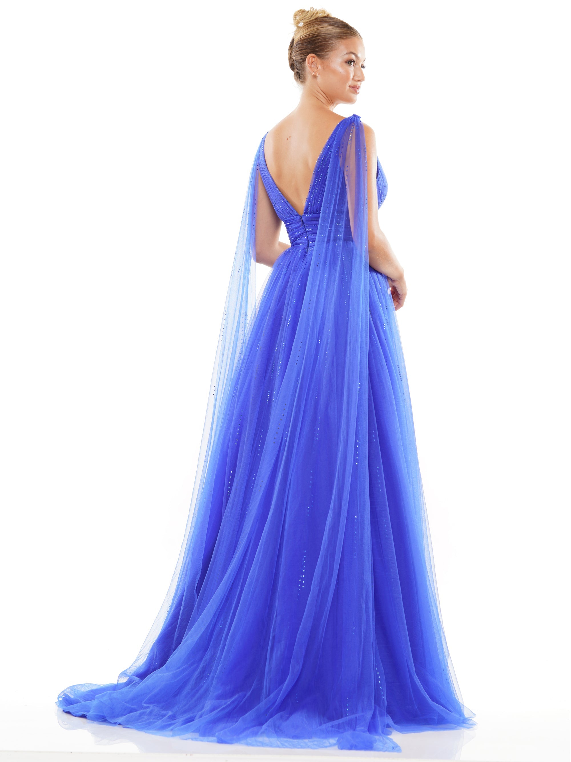 Prom Dresses Long Formal Beaded mesh A Line Prom Dress Royal