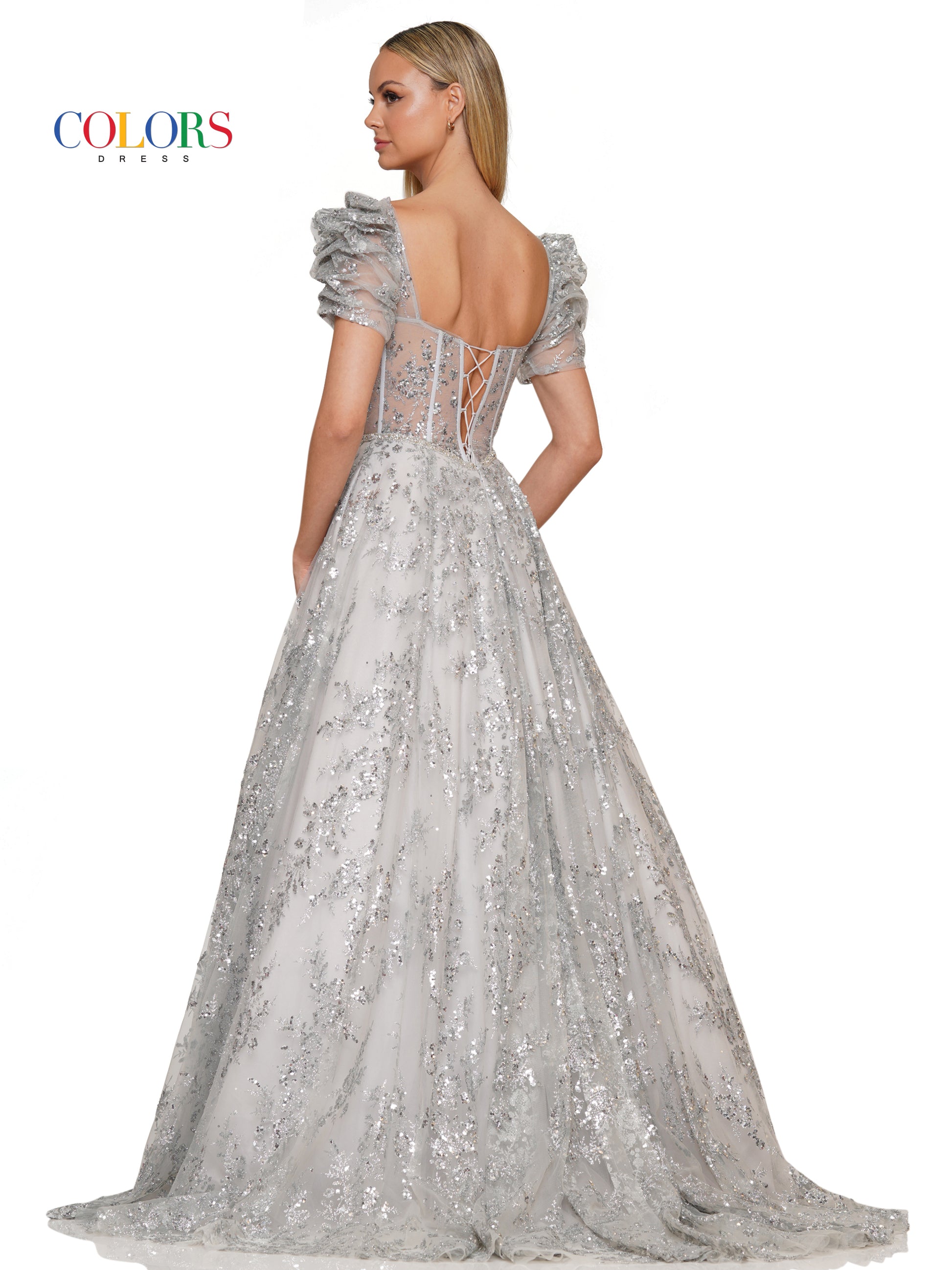 Colors 3243 Prom Long Formal Glitter Ball Gown