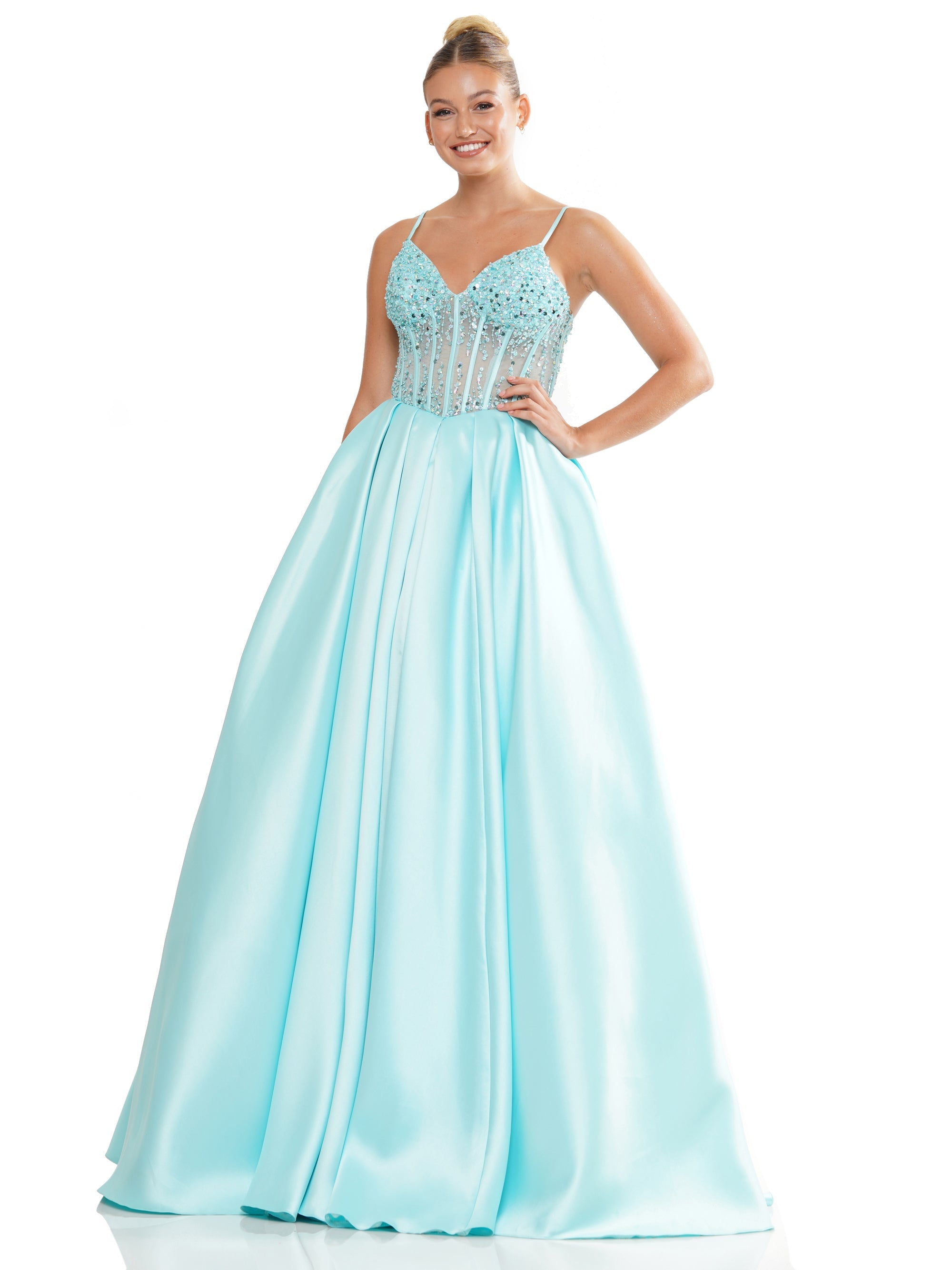Prom Dresses Prom Long Spaghetti Strap Mikado Ball Gown Mint