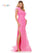 Prom Dresses Long One Shoulder Fitted Feather Prom Dress Hot Pink