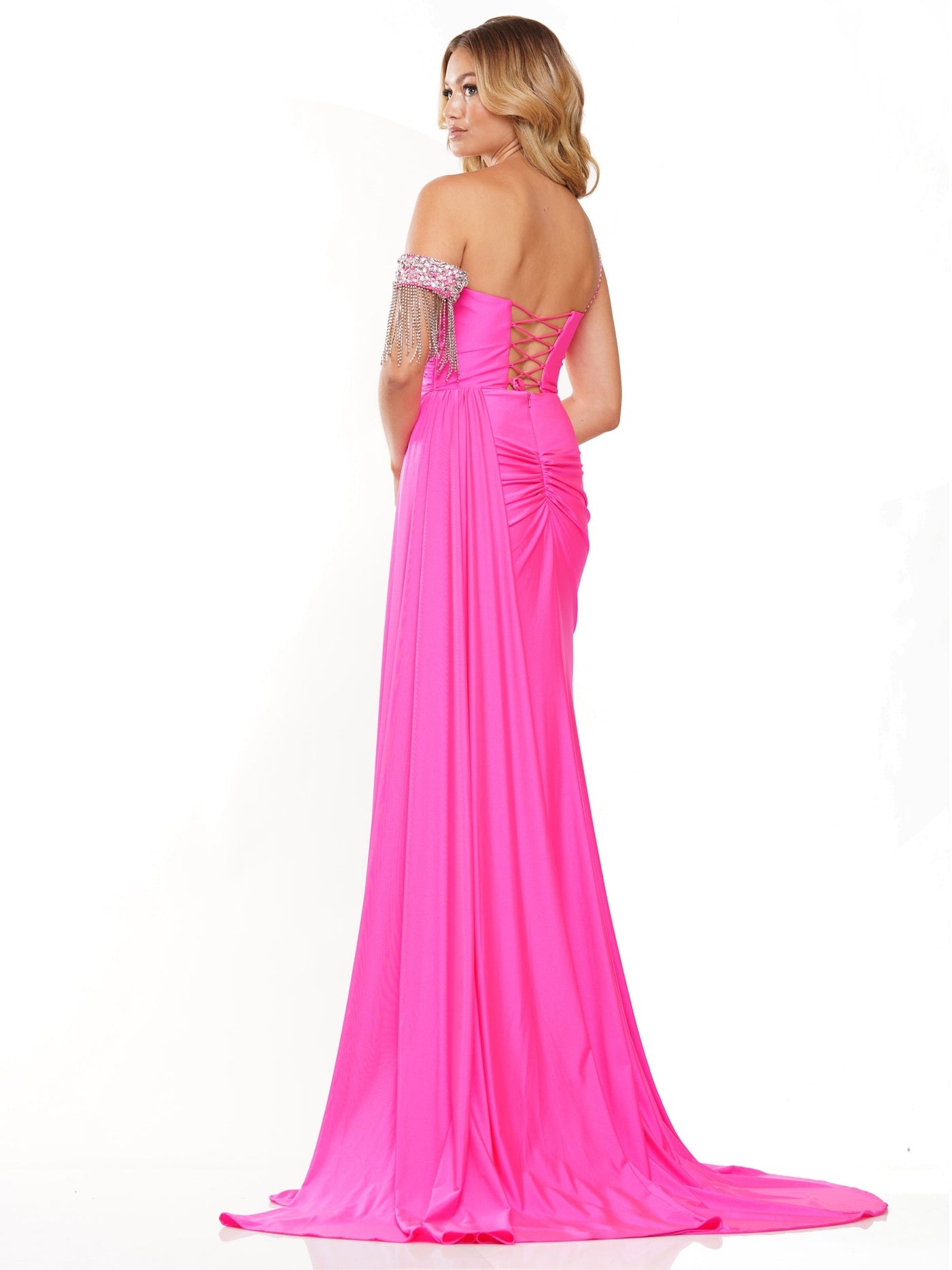 Prom Dresses Long Fitted Formal Satin Prom Dress Hot Pink
