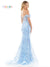 Prom Dresses Long Off Shoulder Glitter Mesh Prom Dress Light Blue