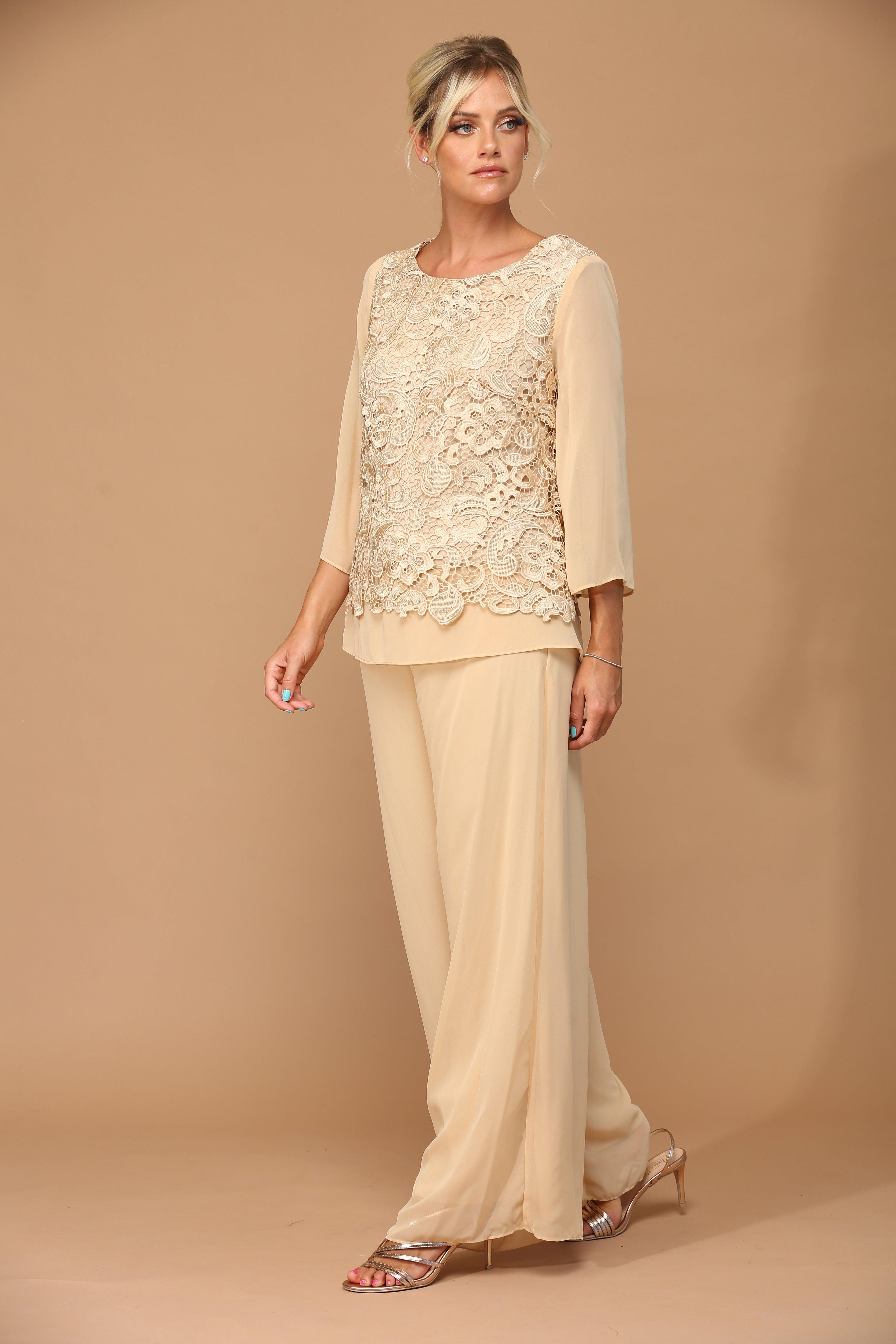 Formal Mother of the Bride Lace Pant Suit - Mauve / 4XL Formal Mother of the Bride Lace Pant Suit - Mauve / 4XL