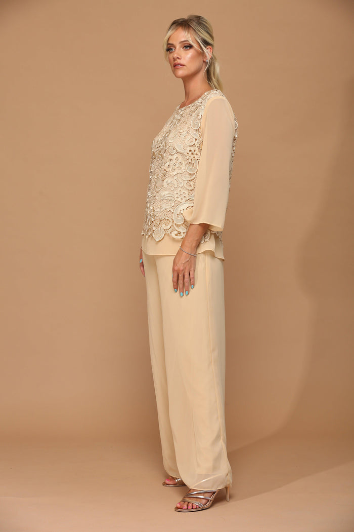 Formal Mother of the Bride Lace Pant Suit