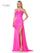 Prom Dresses Long Beaded Slit Drape Skirt Prom Dress  Hot Pink