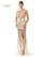 Prom Dresses Long Beaded Mesh Cross Back Sleeveless Prom Dress  Gold