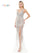 Prom Dresses Long Beaded Mesh Cross Back Sleeveless Prom Dress  Silver Nude