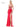Prom Dresses Long Lace Corset Bodice Slit Satin Prom Dress  Red