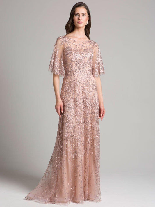 Formal Dresses Long Cap Sleeve Formal Dress Mauve