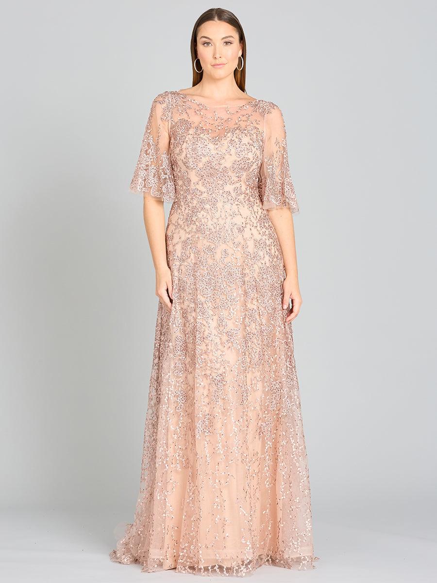 Lara Dresses 33277 Long Cap Sleeve Formal Dress - Mauve / 4 Lara Dresses 33277 Long Cap Sleeve Formal Dress - Mauve / 4