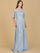Formal Dresses Long Cap Sleeve Formal Dress Light Blue