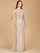 Formal Dresses Long Cap Sleeve Formal Dress Nude Silver